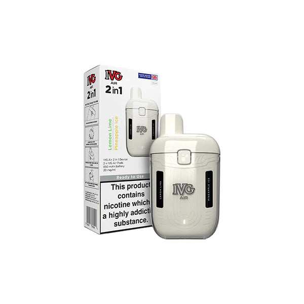 20mg IVG Air 2 in 1 Disposable Rechargeable Pod Vape Kit 1200 Puffs 3 For £22 - Broadbase