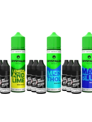 0mg Crystalize Bar Salts 60ml Longfill (50VG/50PG) + 3x Free 20mg Nicotine Shots 10ml